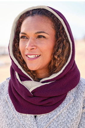 Reversible Cashmere Hooded Infinity Scarf