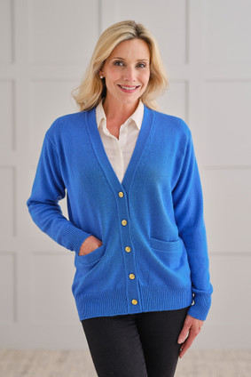 Erica 4 Ply Cashmere Cardigan in Rivera