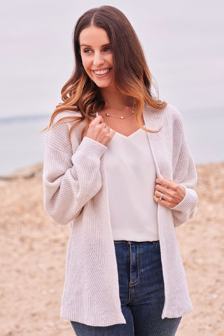 Yasmina 4 Ply Rib Cardigan in Marble