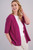 Riley Cashmere Short Sleeve Rib Cardigan in Raspberry