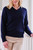 Melissa 2 Ply V-Neck Cashmere Sweater in Dark Navy