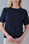Marie Cashmere Short Sleeved Sweater in Dark Navy