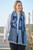 Cashmere 4 Ply Jacquard Stole Lagoon/Dark Navy