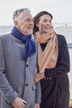 Unisex Cashmere Scarf in Navy and Camel