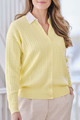 Frida Cable Cashmere Cardigan in Lemonade