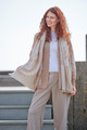 Cashmere 4 Ply Jacquard Stole Safari/Cream