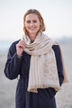 Cashmere 4 Ply Jacquard Stole Safari/Cream