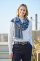 Cashmere 4 Ply Jacquard Stole Lagoon/Dark Navy