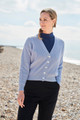 Cashmere 4 Ply Rib Short Cardigan Size M Blue