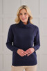 Zoe 4 Ply Cashmere Rib Cowl Neck Sweater in dark navy