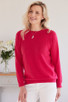 Evelyn 2 Ply Crew Neck Cashmere Sweater in Lipstick