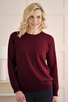 Evelyn 2 Ply Crew Neck Cashmere Sweater in Bordeaux