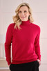 Tracy Cashmere Roll Collar Sweater in Holly Berry