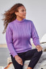 Maxine 4 Ply Cashmere Cable Turtle Neck Sweater in foxglove