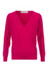 Sadie Cross Over Cashmere V-Neck Sweater in Lipstick