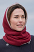 Cashmere 6 Ply Reversible Hooded Snood in bordeaux & toast