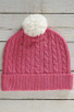 Cashmere Cable Bobble Hat in Poinsettia