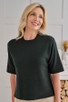 Bridget Short Sleeve Cashmere Sweater in Black