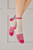 Cashmere Ladies Socks IN PINK STRIPE