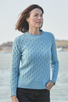 Simone 4 Ply Cashmere Cable Crew Sweater in Glacier