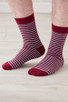 Mens Cashmere Stripe Socks in Bordeaux