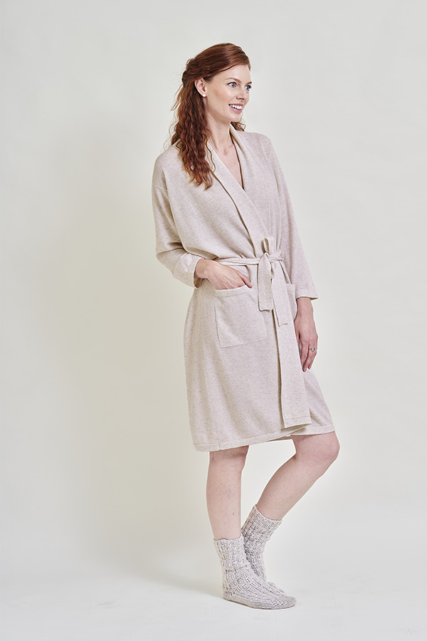 knee length dresses for ladies Cashmere and Wool Robe with Pockets – trikicashmere main image 0
