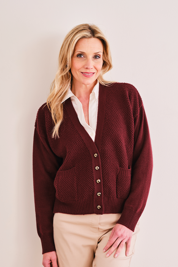 トップス 2026SS CASHMERE HARDTWIST KNIT CARDIGAN Eloise 4 Ply Cashmere Moss Stitch Cardigan