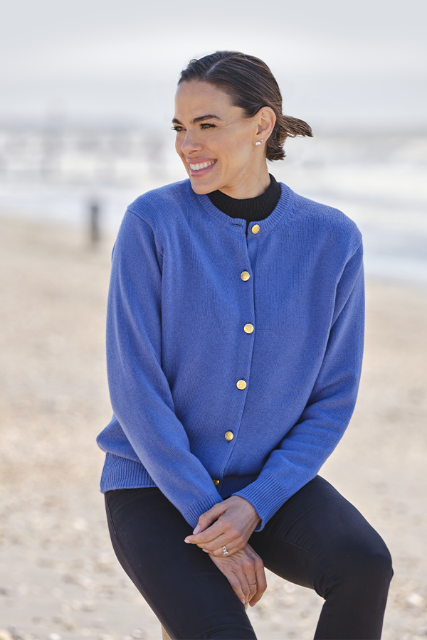 Teresa Crew Neck 4 Ply Cashmere Cardigan