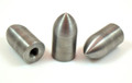 Pointed 1.5 inch weld-on bullet bung with 3/4 inch diameter, blind threaded for 5/16-18