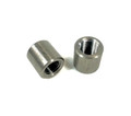 Stainless steel 1/4" NPT threaded weld-in bung, 0.750" long with 3/4" outer diameter, ideal for oil and gas tanks