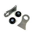 Pair of long hourglass weld-on mounting brackets with isolators