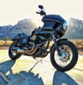 Mounted highway peg crash bar on Harley Dyna Super Glide with mid controls