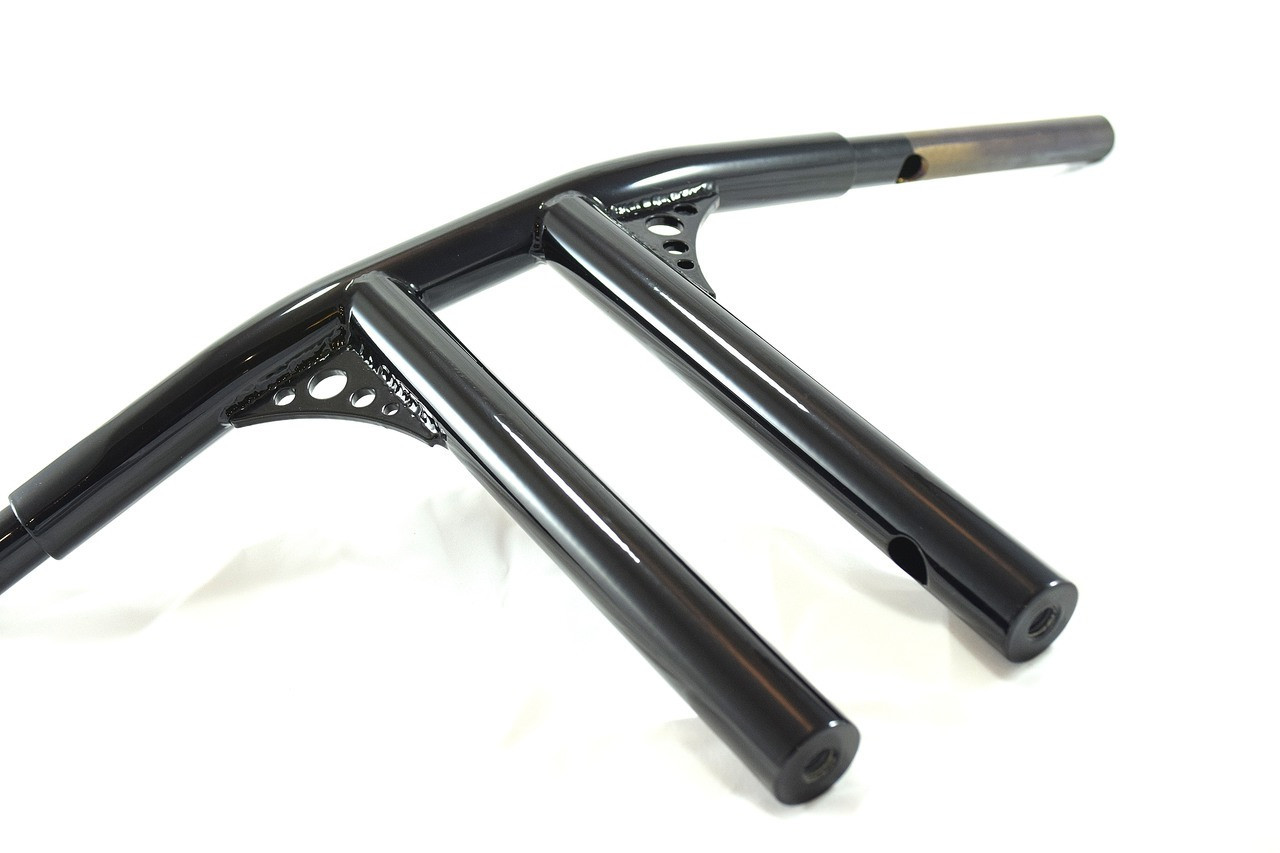 BUNGKING バングキング アジャスタブル Gusseted T-バー 高さ：10インチ / 電子スロットル：有り / 仕上り：グロスブラック ストリートボブ BUNG KING Tバー 12インチ ハーレー ハンドルバー Webike | BUNGKING