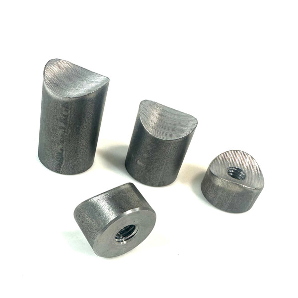 Coped Threaded Bungs – Multiple Length Options, 3/8"-16 Thread, 1018 Mild Steel