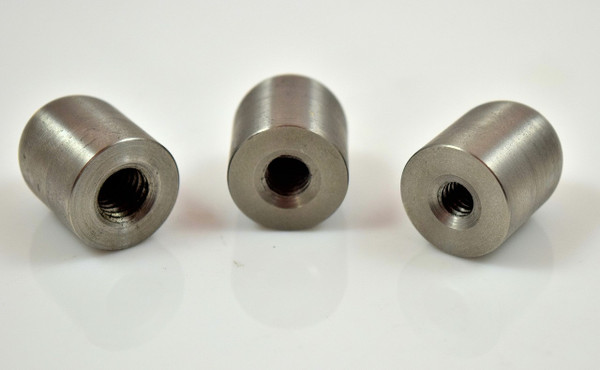 Assorted weld-on steel bullet bungs in 1/4-20, 5/16-18, and 3/8-16 thread sizes, 1 inch length