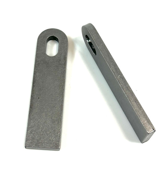 Weld-on mild steel mounting tab with slotted hole