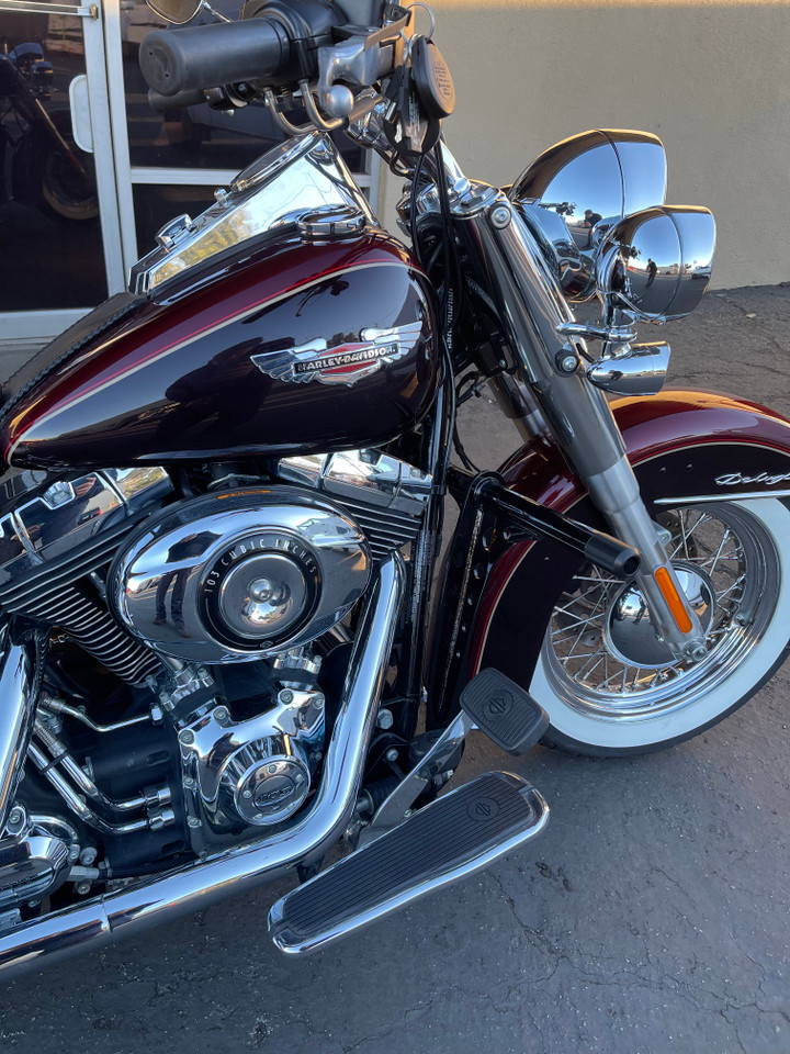 Installed front engine guard on Harley Softail Heritage – protecting engine and lower frame