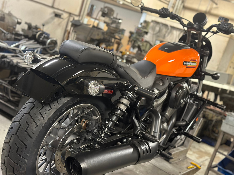 Rear view of Nightster S with center license plate mount kit installed