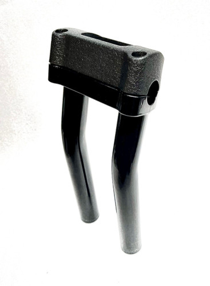 One-Piece Lower Handlebar Riser for Harley Davidson Low Rider ST (2022-2024) featuring OEM top clamp installation. Front view One-Piece Lower Handlebar Riser for Harley Davidson Low Rider ST (2022-2024) featuring OEM top clamp installation. Front view