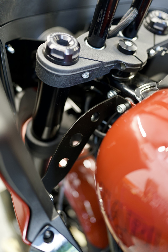 Close-Up of Fairing Bracket Relocation to Gas Tank Mount
