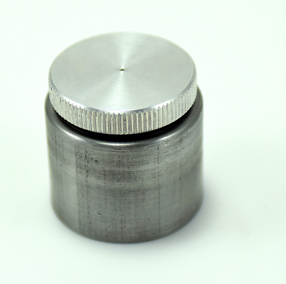 Custom weld-in filler neck with vented or non-vented aluminum cap, 1.25" tall mild steel bung, fits oil or gas tanks.