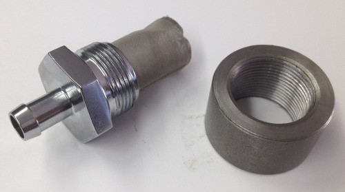 Triumph weld-in oil feed bung for custom or restoration oil tanks