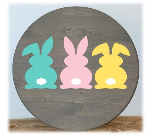Easter Bunnies Round Tray with Handles