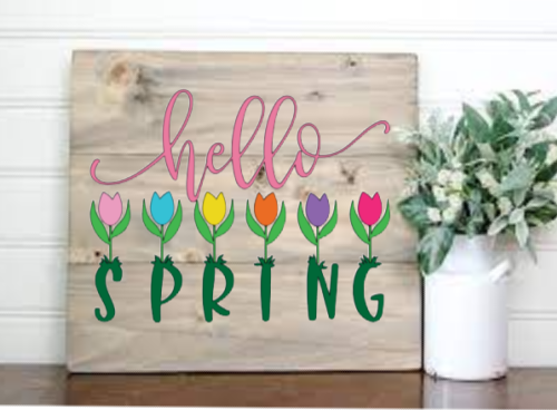 Hello Spring Flowers Sign