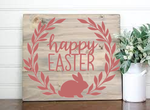 Happy Easter Wreath Bunny Sign