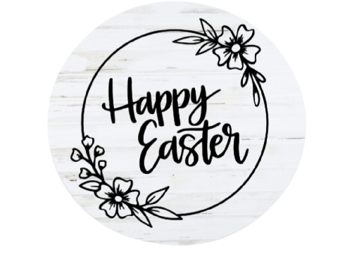 Floral Wreath Happy Easter Round Sign