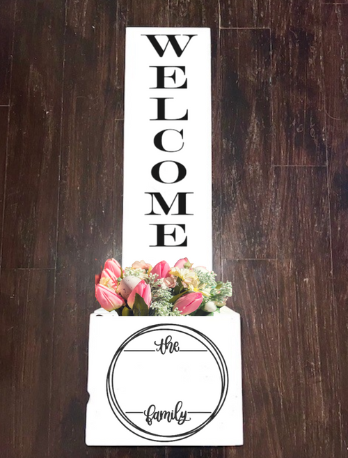 Welcome 2 LN Small Porch Sign Flower Box