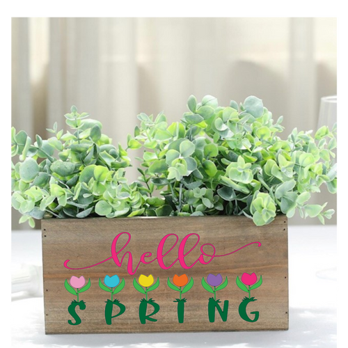 Hello Spring Wood Box w/handles
