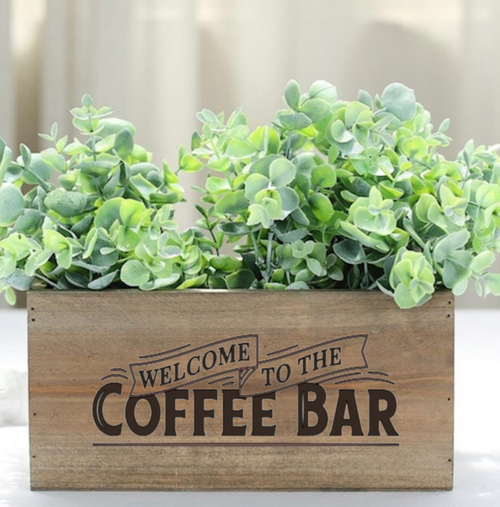 Coffee Bar Wood Box w/handles