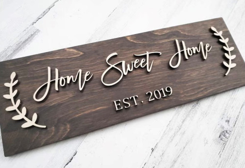 3D Home Sweet Home Wood Sign